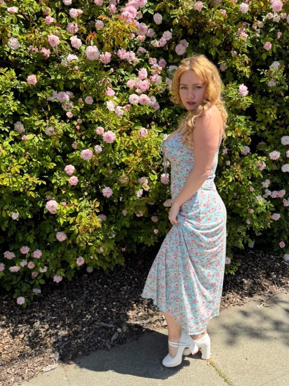 Forever 21 Light Blue Floral Maxi Dress